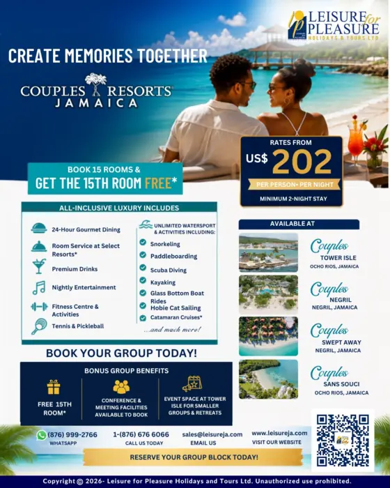 Couples Resorts Jamaica Create Memories Together flyer