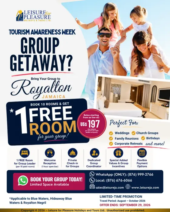 Royalton Jamaica Group Getaway flyer