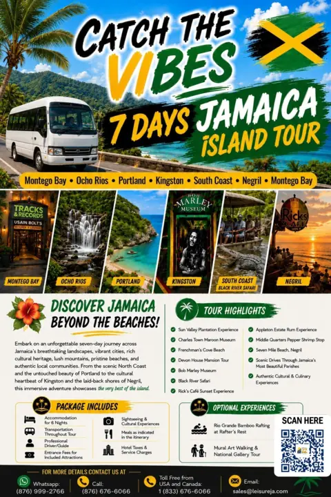 Catch the Vibes seven-day Jamaica island tour flyer