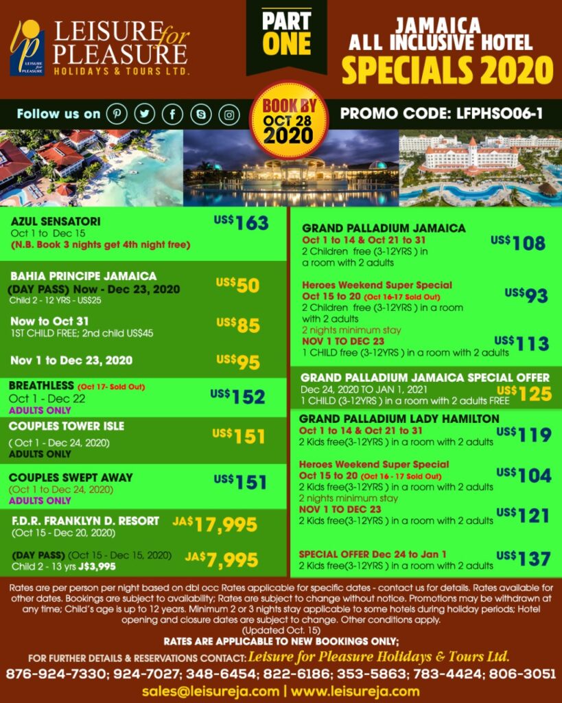 Jamaica All-inclusive Hotel Specials 2020 Rates part 1