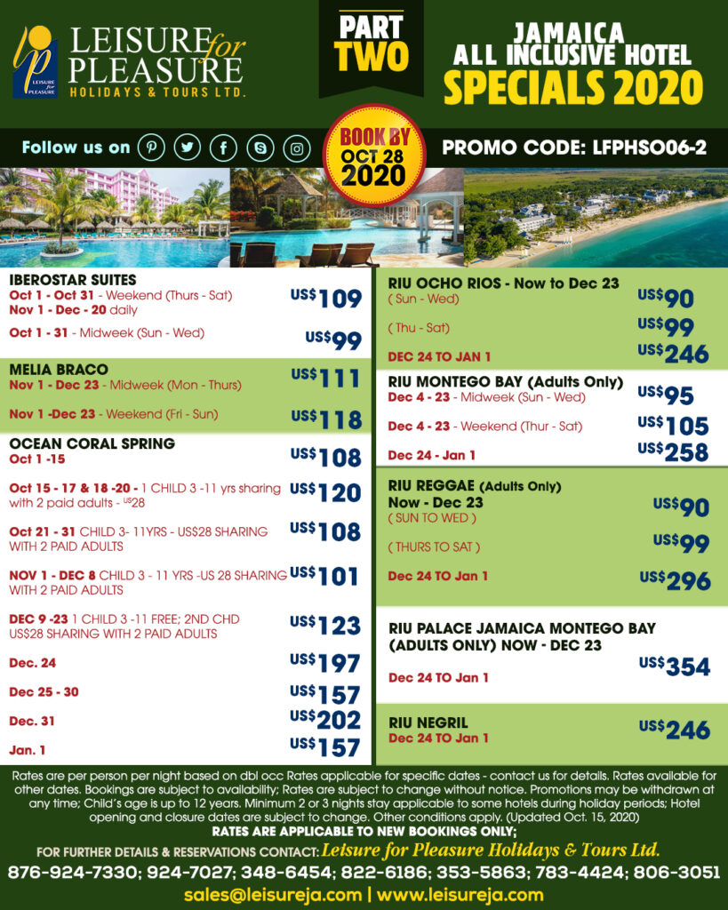Jamaica All-inclusive Hotel Specials 2020 Rates part 2