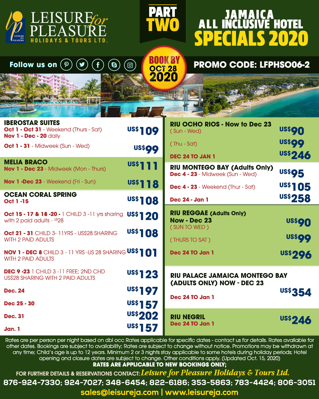 All Inclusive Hotel Specials, Updates on other Hotel Deals and Packages - Leisure For and Tours Limited - Travel Agency