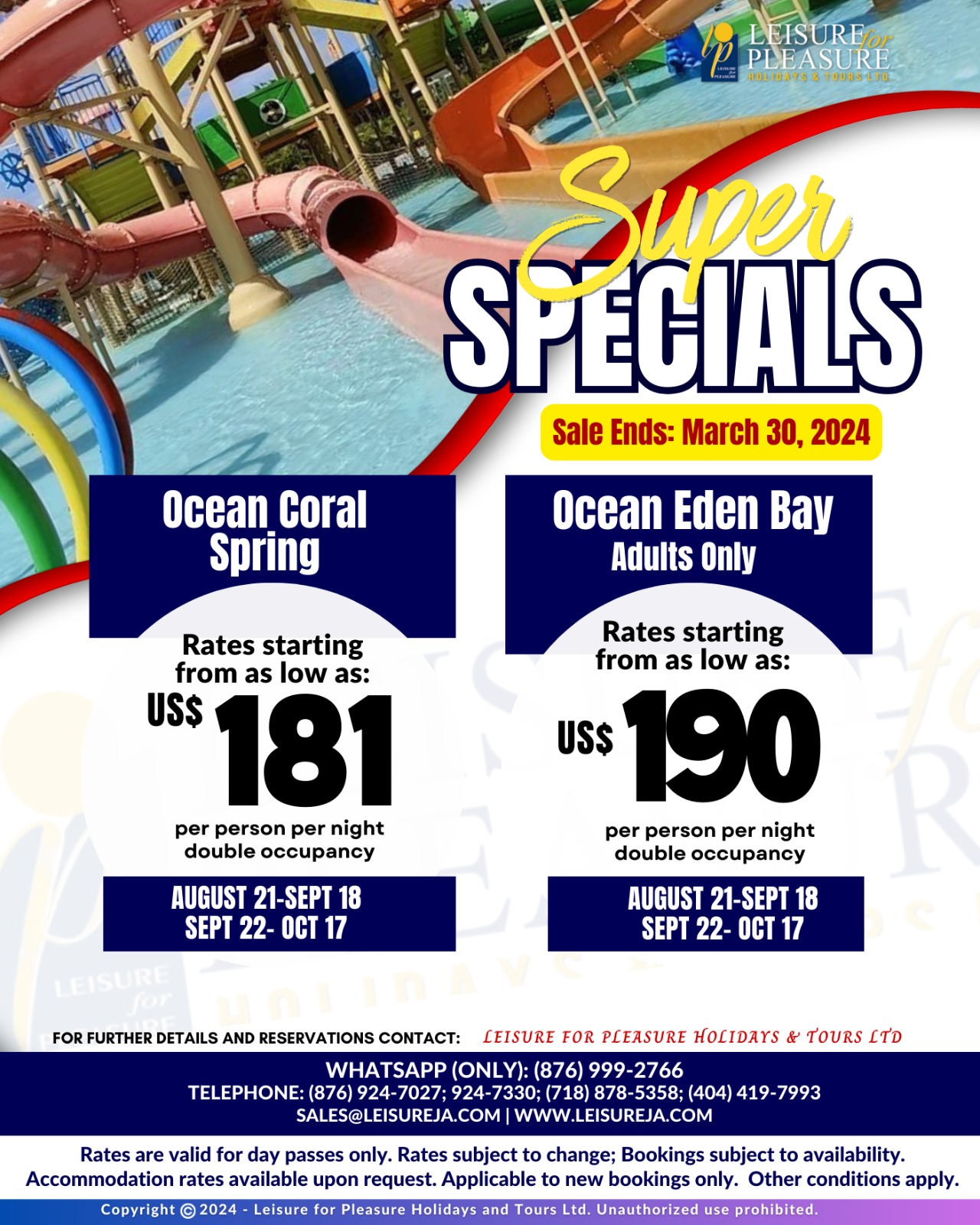 Ocean Coral Spring and Eden Bay Adults only Super Specials