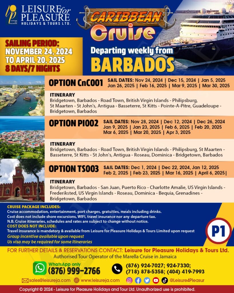 Caribbean Cruise Departing weekly from Barbados