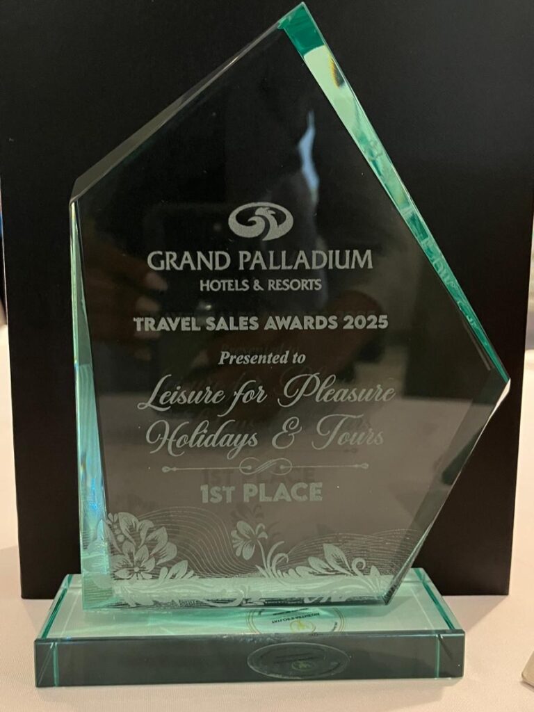 Grand Palladium Travel Sales Award trophy