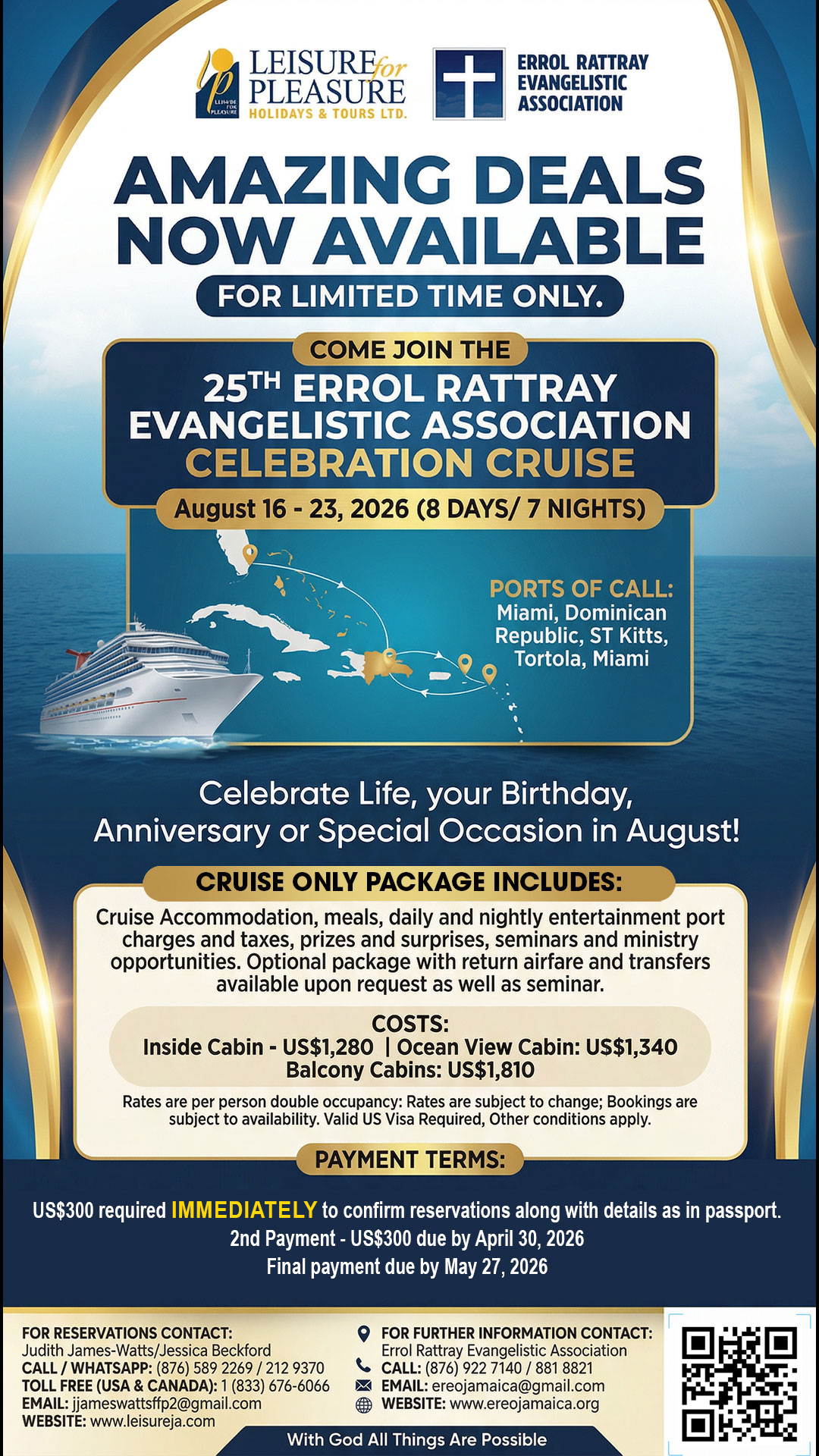 25TH ERROL RATTRAY EVANGELISTIC ASSOCIATION CELEBRATION CRUISE