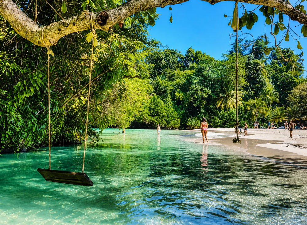 Beautiful Jamaican river and beach scenery
