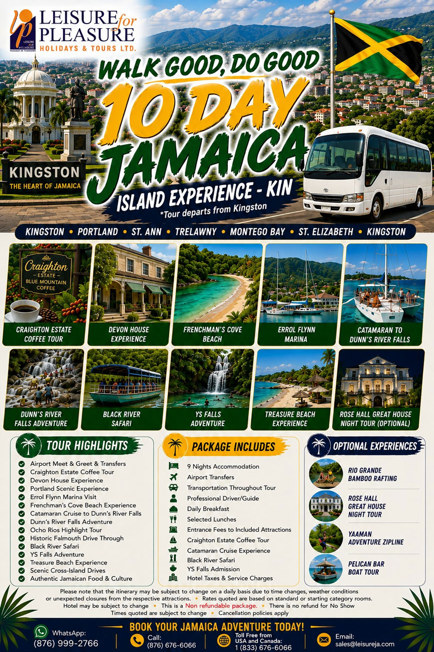 Walk Good, Do Good 10-Day Jamaica Island Experience from Kingston