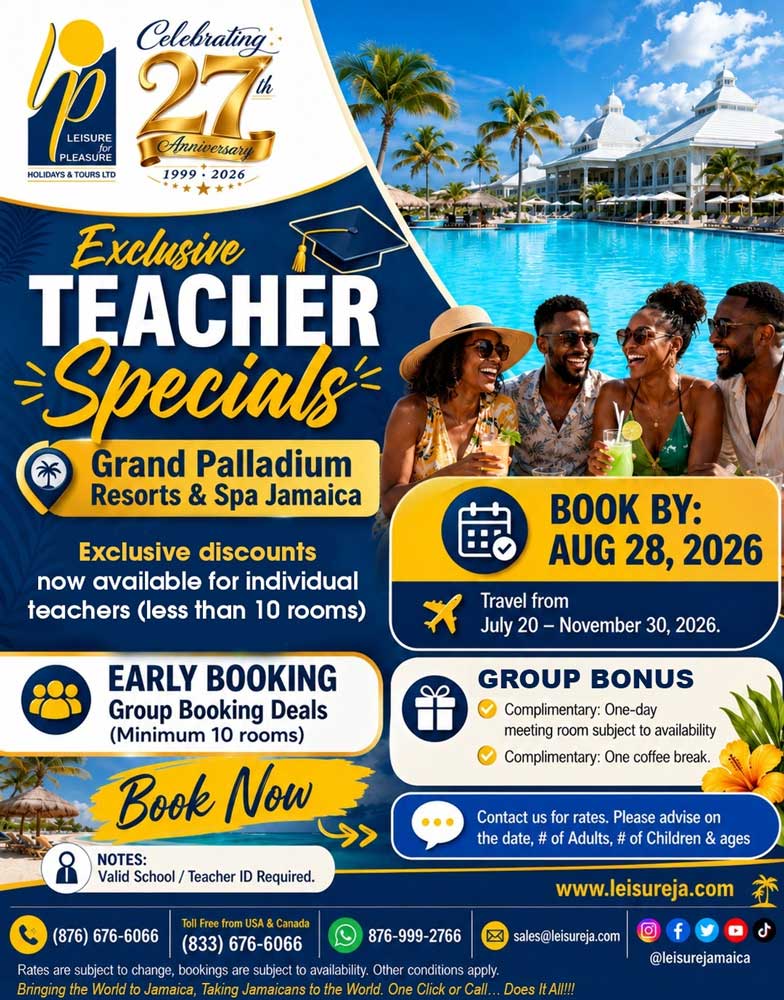 Exclusive Teacher Specials at Grand Palladium Resorts & Spa Jamaica 2026