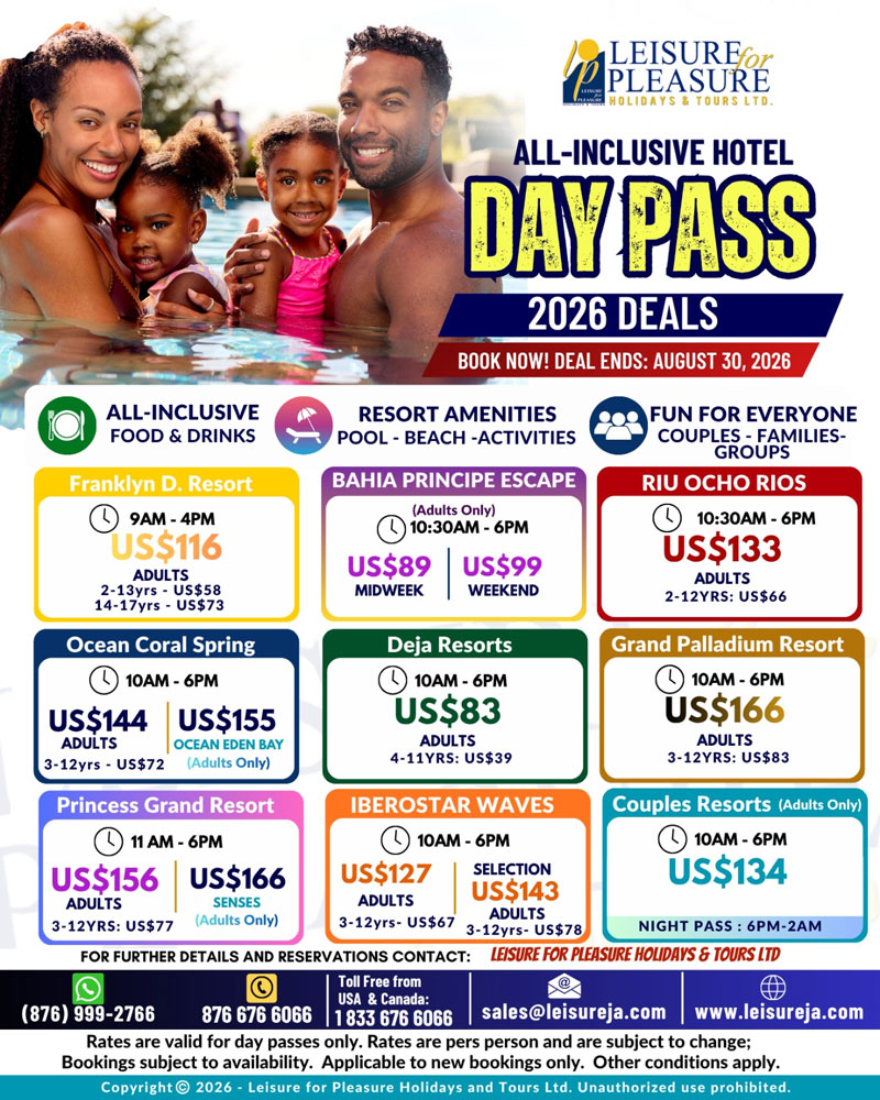 Jamaica All-Inclusive Hotel Day Pass Deals 2026 – Leisure for Pleasure