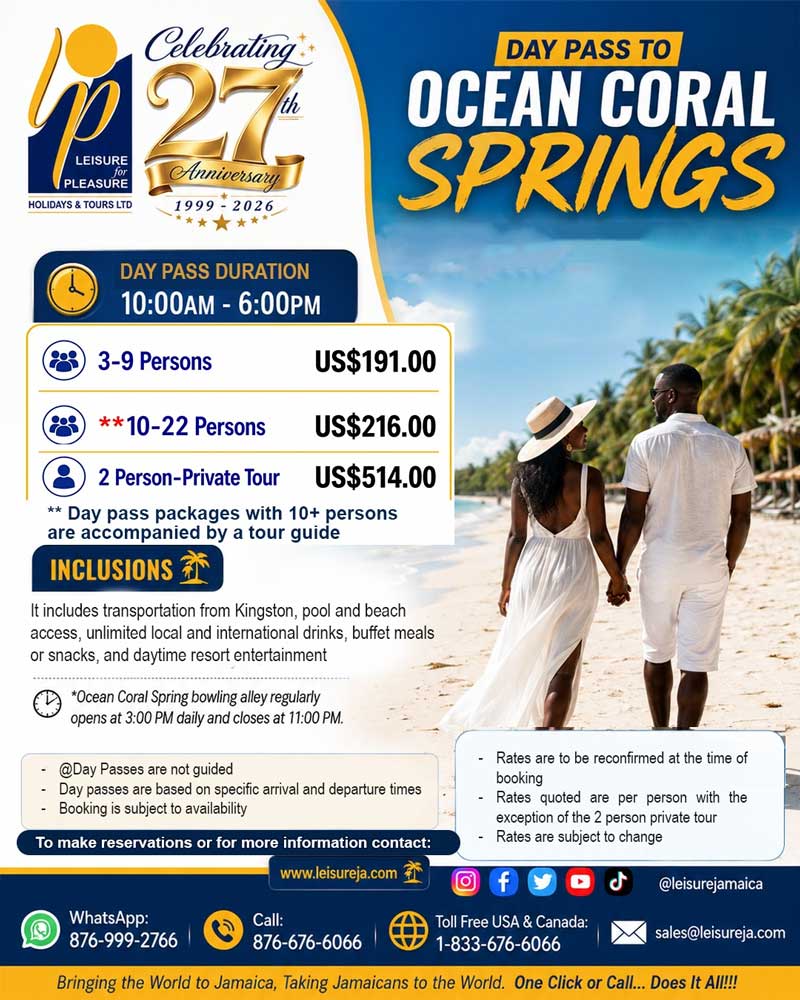 Ocean Coral Springs Day Pass from Kingston