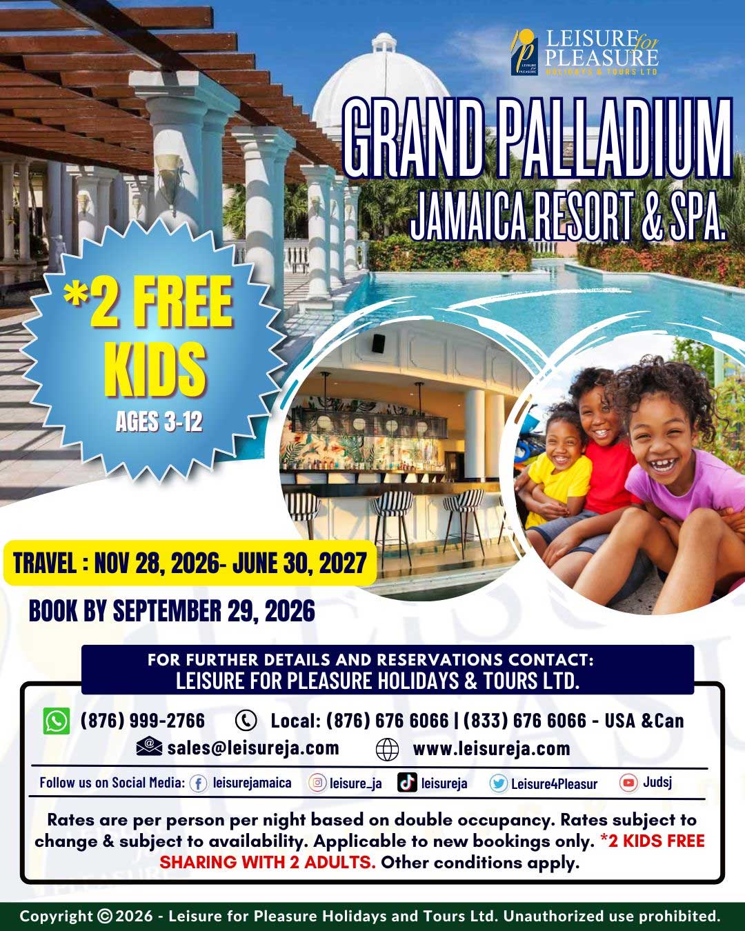 Grand Palladium Jamaica Resort & Spa – 2 Kids Free Special 2026–2027