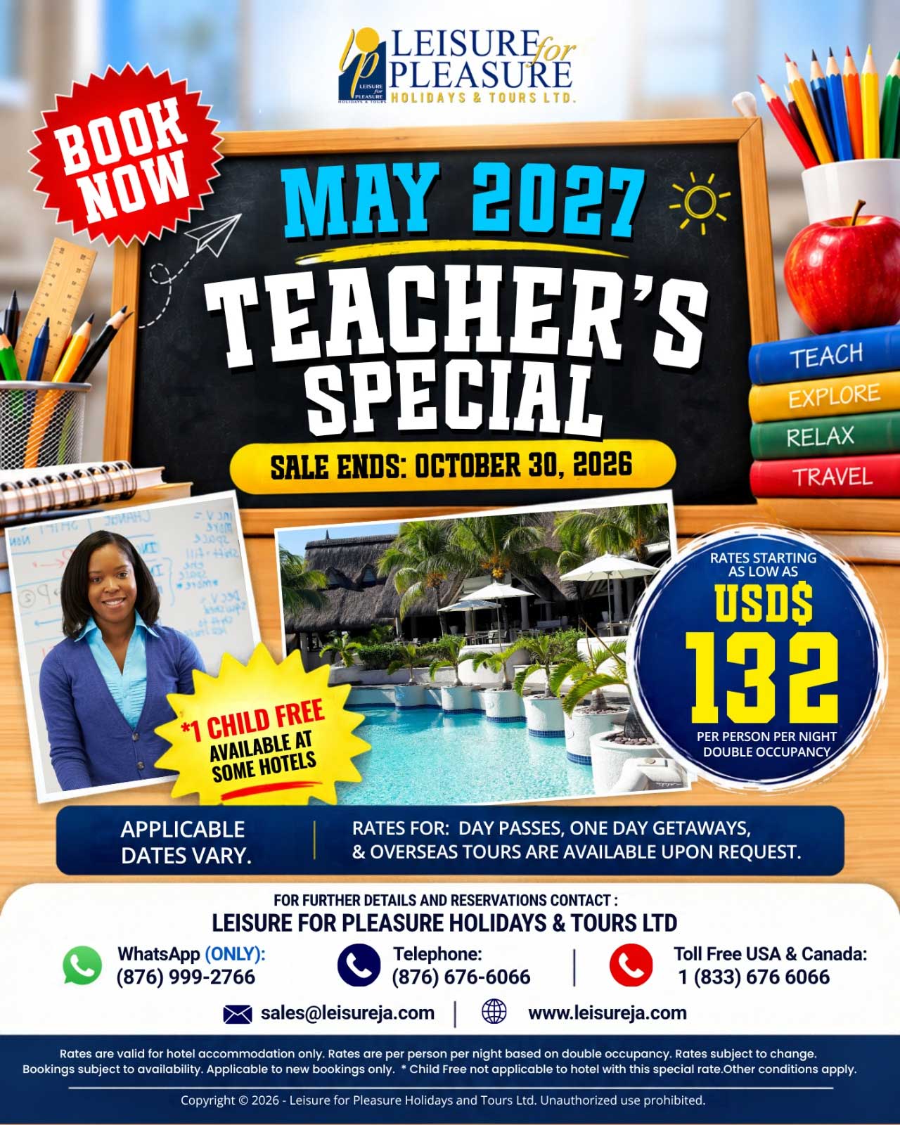 Jamaica Teacher’s Special May 2027 | 1 Child Free Offers