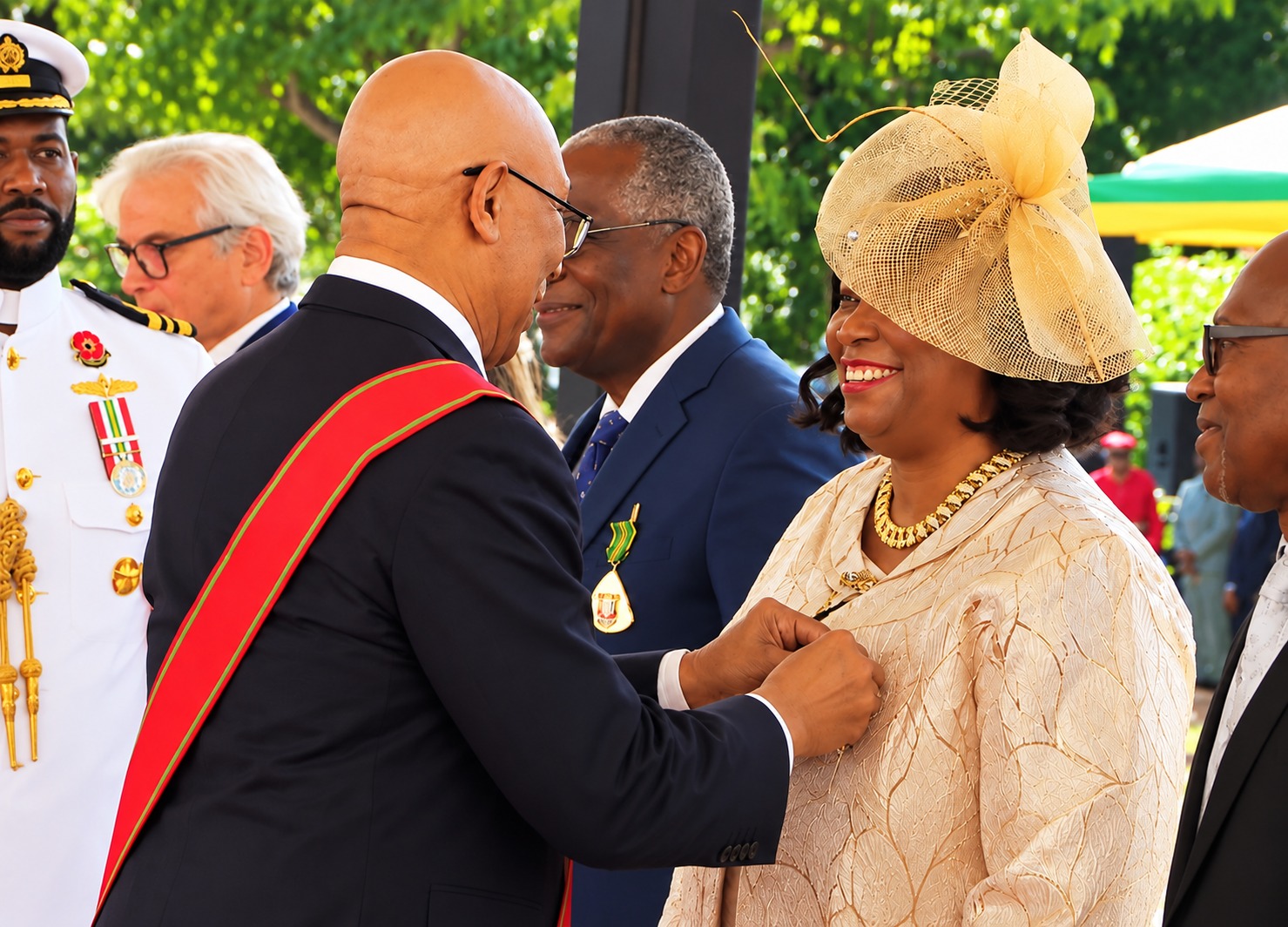 Judith James-Watts, OD receiving her Order of Distinction during the investiture ceremony.